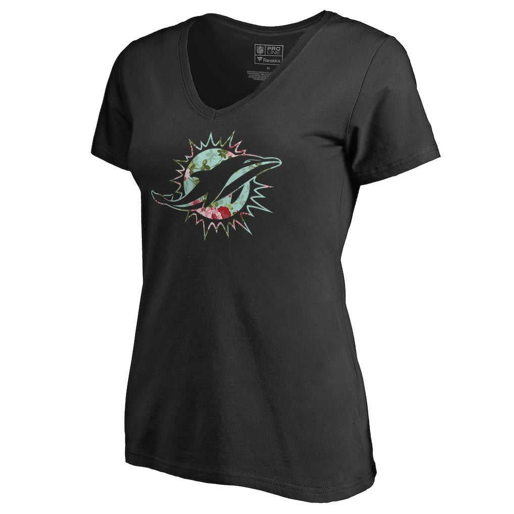 Miami Dolphins Women's Lovely V-Neck T-Shirt - Black - NFL