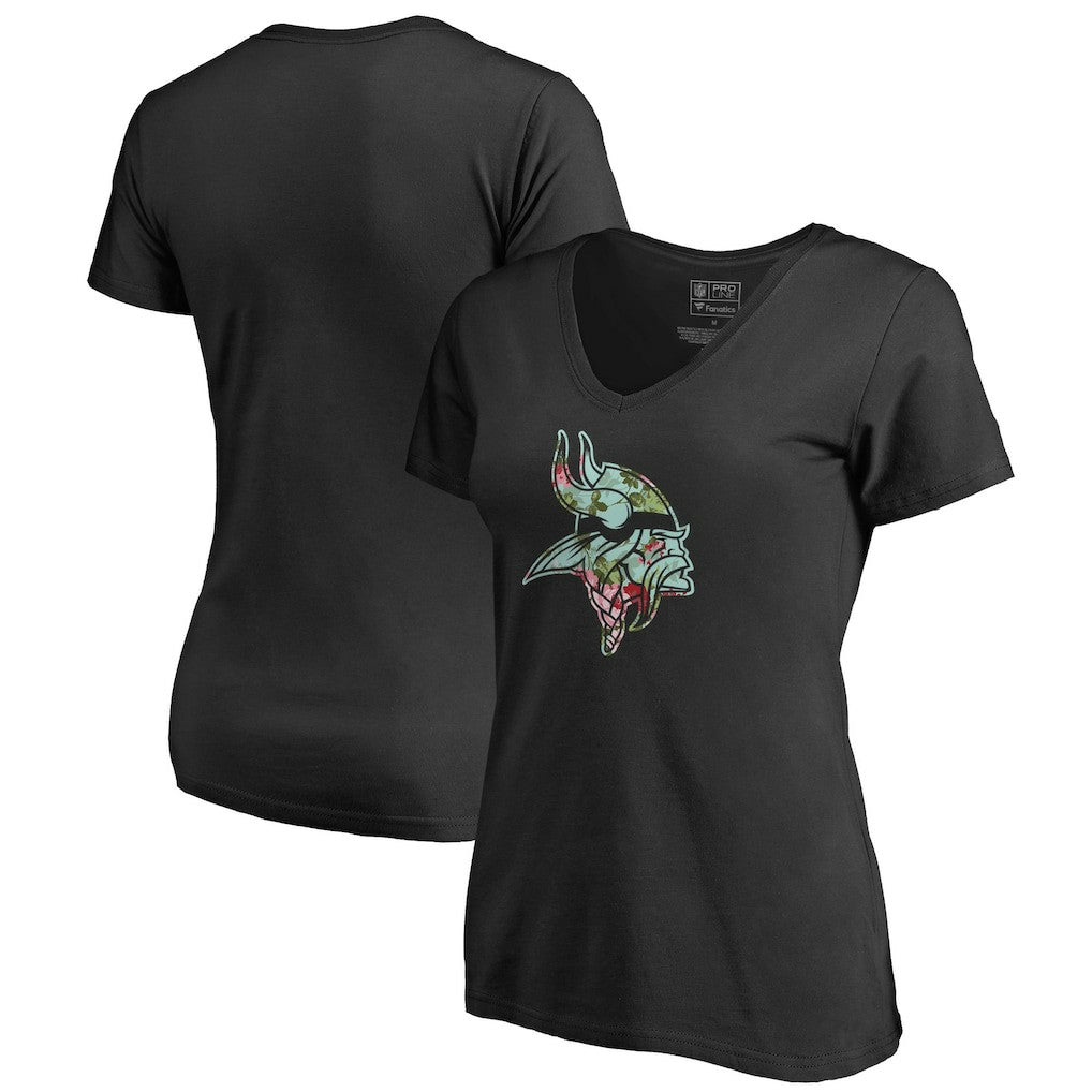 Minnesota Vikings Women's Lovely V-Neck T-Shirt - Black - NFL