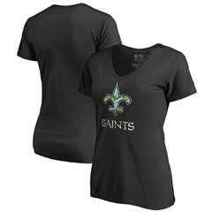 New Orleans Saints Women's Lovely V-Neck T-Shirt - Black - NFL
