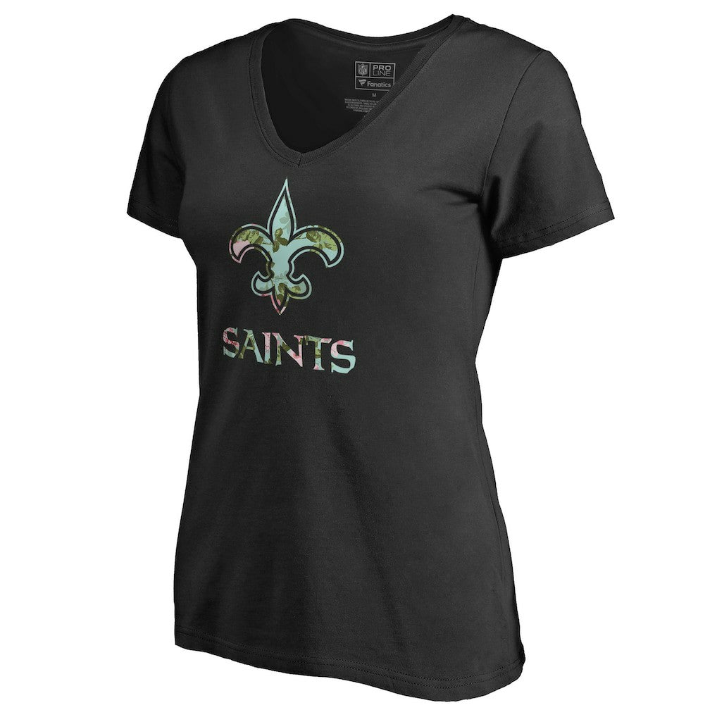 New Orleans Saints Women's Lovely V-Neck T-Shirt - Black - NFL