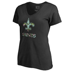 New Orleans Saints Women's Lovely V-Neck T-Shirt - Black - NFL