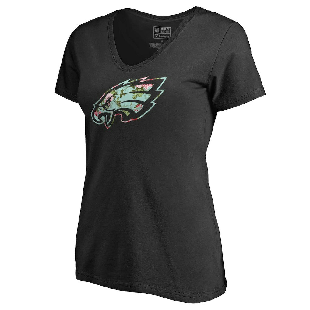 Philadelphia Eagles Women's Lovely V-Neck T-Shirt - Black - NFL