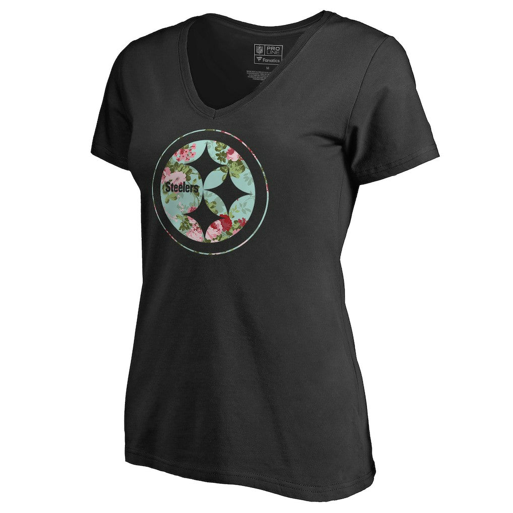 Pittsburgh Steelers Women's Lovely V-Neck T-Shirt - Black - NFL