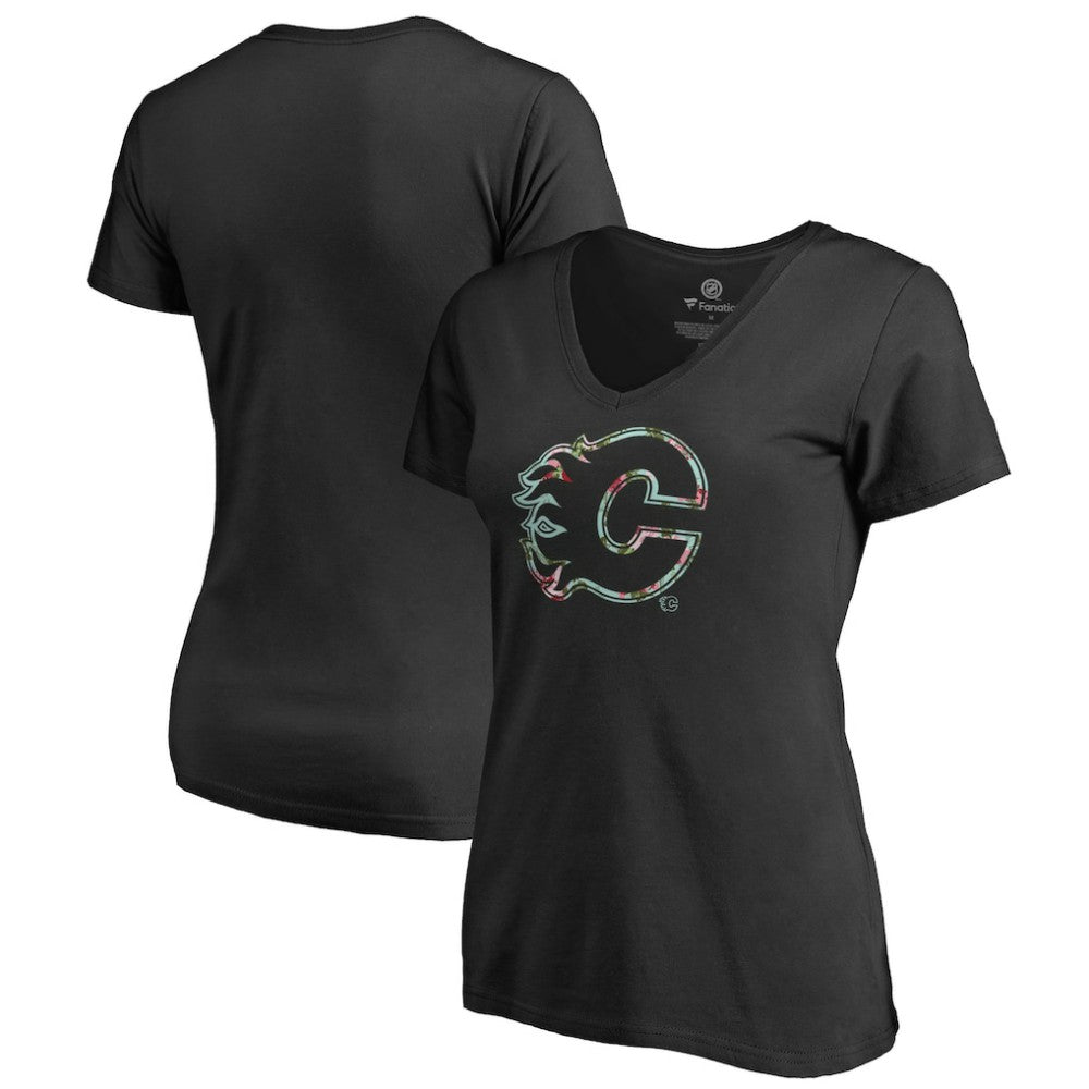 Calgary Flames Women's Lovely V-Neck T-Shirt - Black | NHL discount