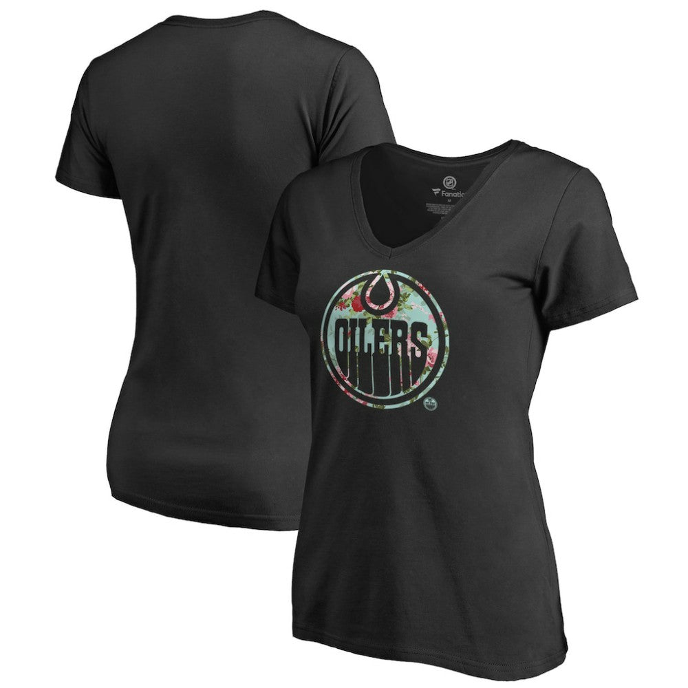 Edmonton Oilers Women's Lovely V-Neck T-Shirt - Black | NHL Lifestyle