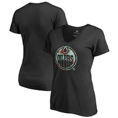 Edmonton Oilers Women's Lovely V-Neck T-Shirt - Black | NHL Lifestyle