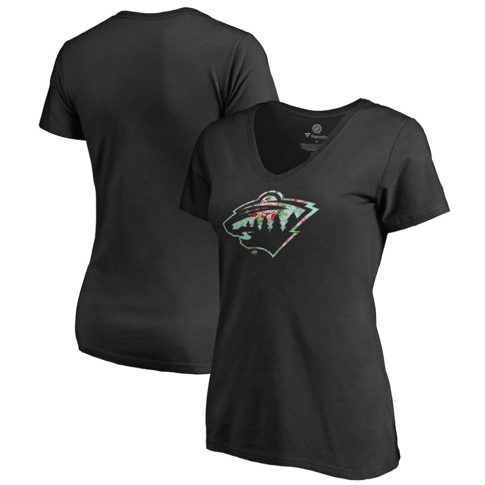Minnesota Wild Women's Lovely V-Neck T-Shirt - Black | NHL near me
