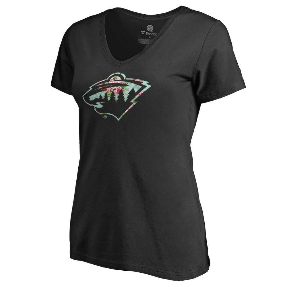 Minnesota Wild Women's Lovely V-Neck T-Shirt - Black | NHL near me