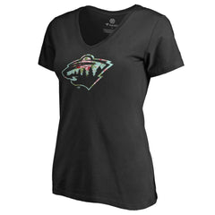 Minnesota Wild Women's Lovely V-Neck T-Shirt - Black | NHL near me