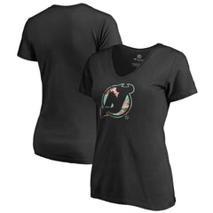 New Jersey Devils Women's Lovely V-Neck T-Shirt - Black | NHL Clearance