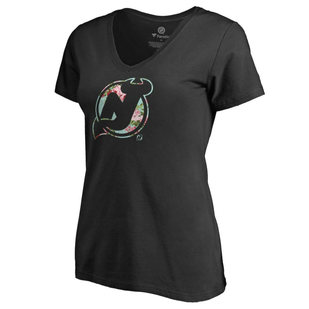 New Jersey Devils Women's Lovely V-Neck T-Shirt - Black | NHL Clearance
