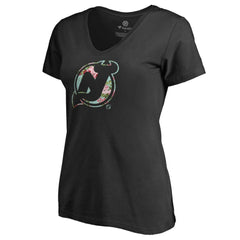 New Jersey Devils Women's Lovely V-Neck T-Shirt - Black | NHL Clearance