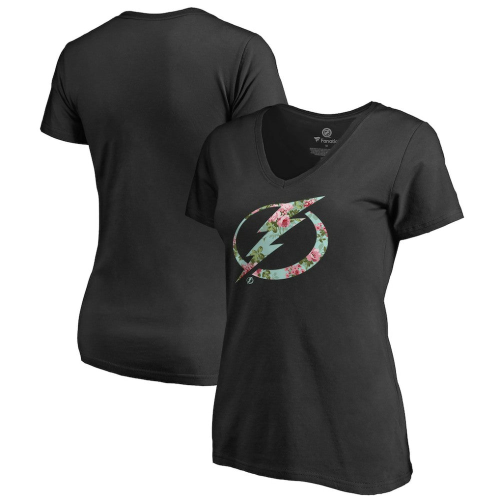 Tampa Bay Lightning Women's Lovely V-Neck T-Shirt - Black | NHL Clearance