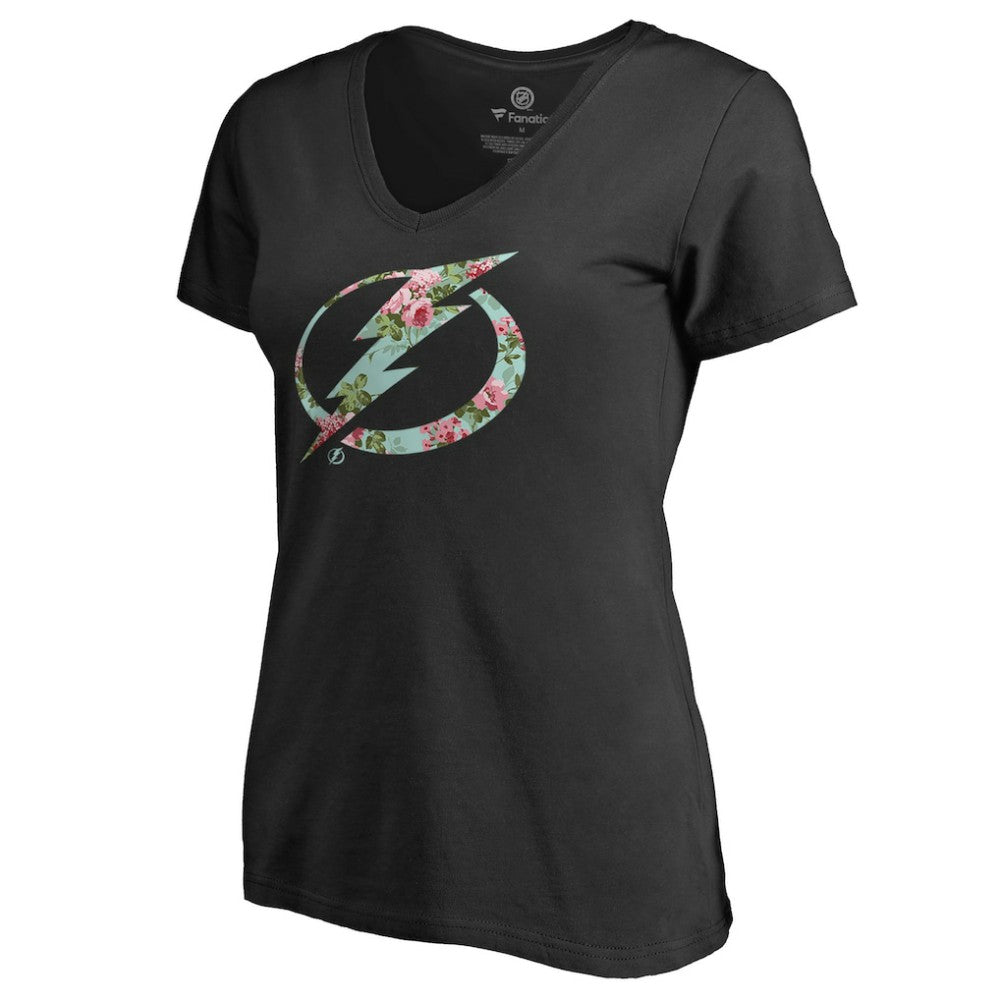 Tampa Bay Lightning Women's Lovely V-Neck T-Shirt - Black | NHL Clearance