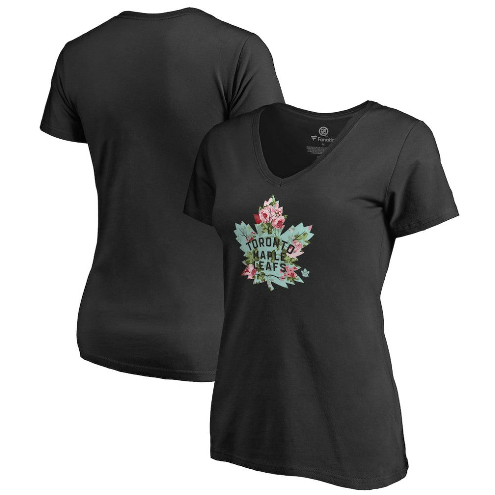Toronto Maple Leafs Women's Lovely V-Neck T-Shirt - Black | NHL sale