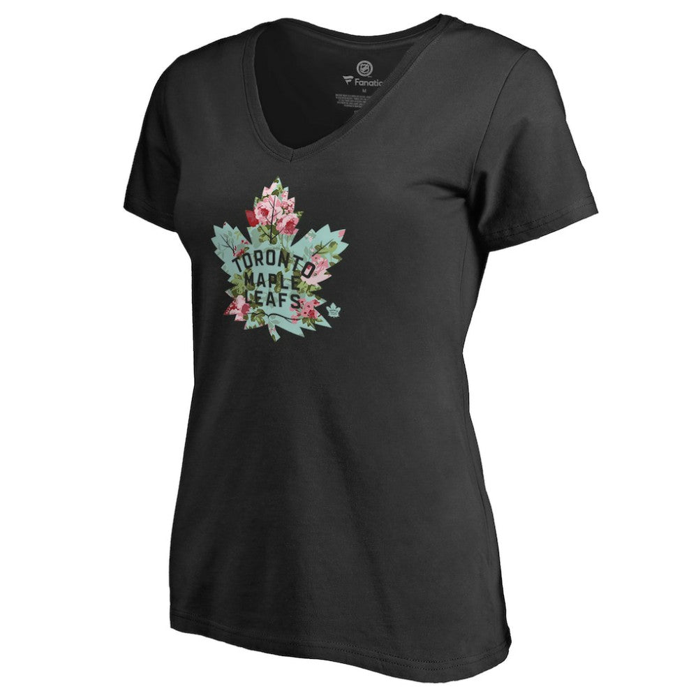 Toronto Maple Leafs Women's Lovely V-Neck T-Shirt - Black | NHL sale