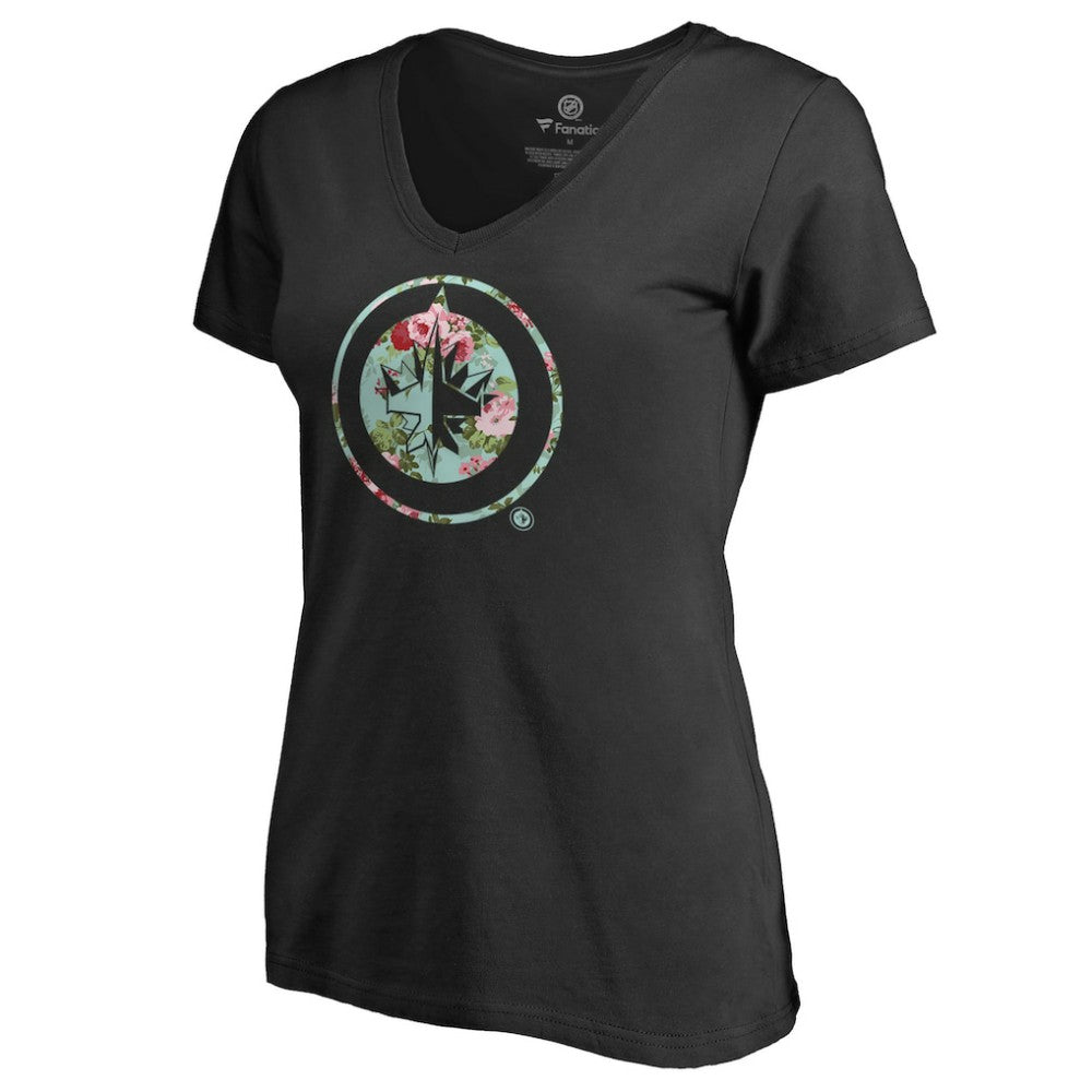 Winnipeg Jets Women's Lovely V-Neck T-Shirt - Black | NHL near me