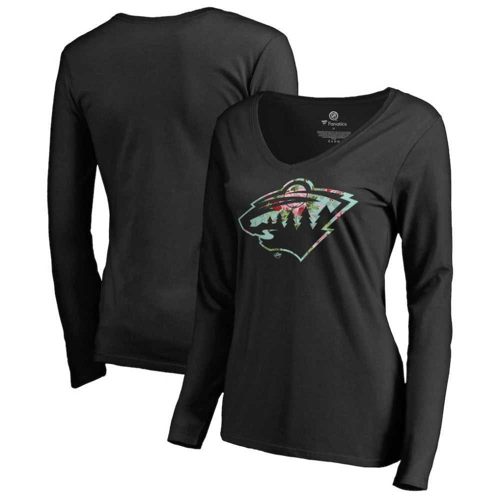 Minnesota Wild Women's Lovely Long Sleeve V-Neck T-Shirt - Black | NHL on sale