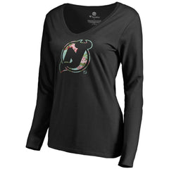 New Jersey Devils Women's Lovely Long Sleeve V-Neck T-Shirt - Black | NHL on sale