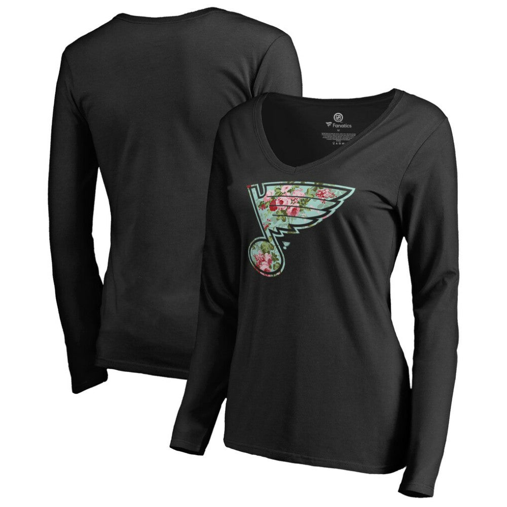 St. Louis Blues Women's Lovely Long Sleeve V-Neck T-Shirt - Black | NHL Lifestyle