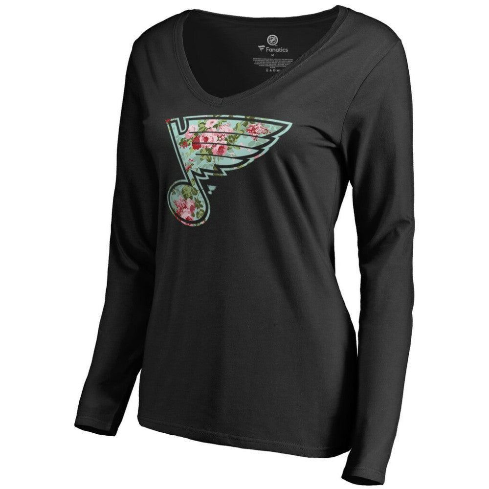 St. Louis Blues Women's Lovely Long Sleeve V-Neck T-Shirt - Black | NHL Lifestyle