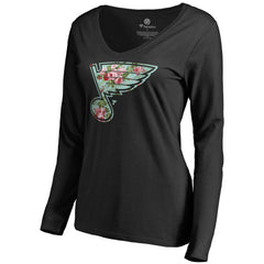 St. Louis Blues Women's Lovely Long Sleeve V-Neck T-Shirt - Black | NHL Lifestyle