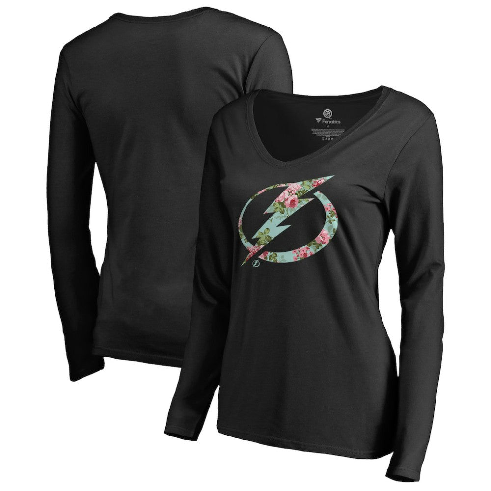 Tampa Bay Lightning Women's Lovely Long Sleeve V-Neck T-Shirt - Black | NHL discount