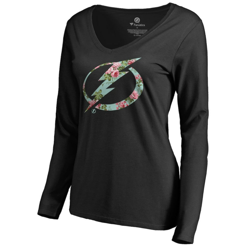 Tampa Bay Lightning Women's Lovely Long Sleeve V-Neck T-Shirt - Black | NHL discount