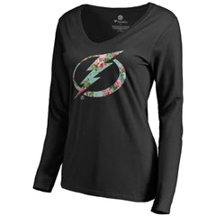 Tampa Bay Lightning Women's Lovely Long Sleeve V-Neck T-Shirt - Black | NHL discount