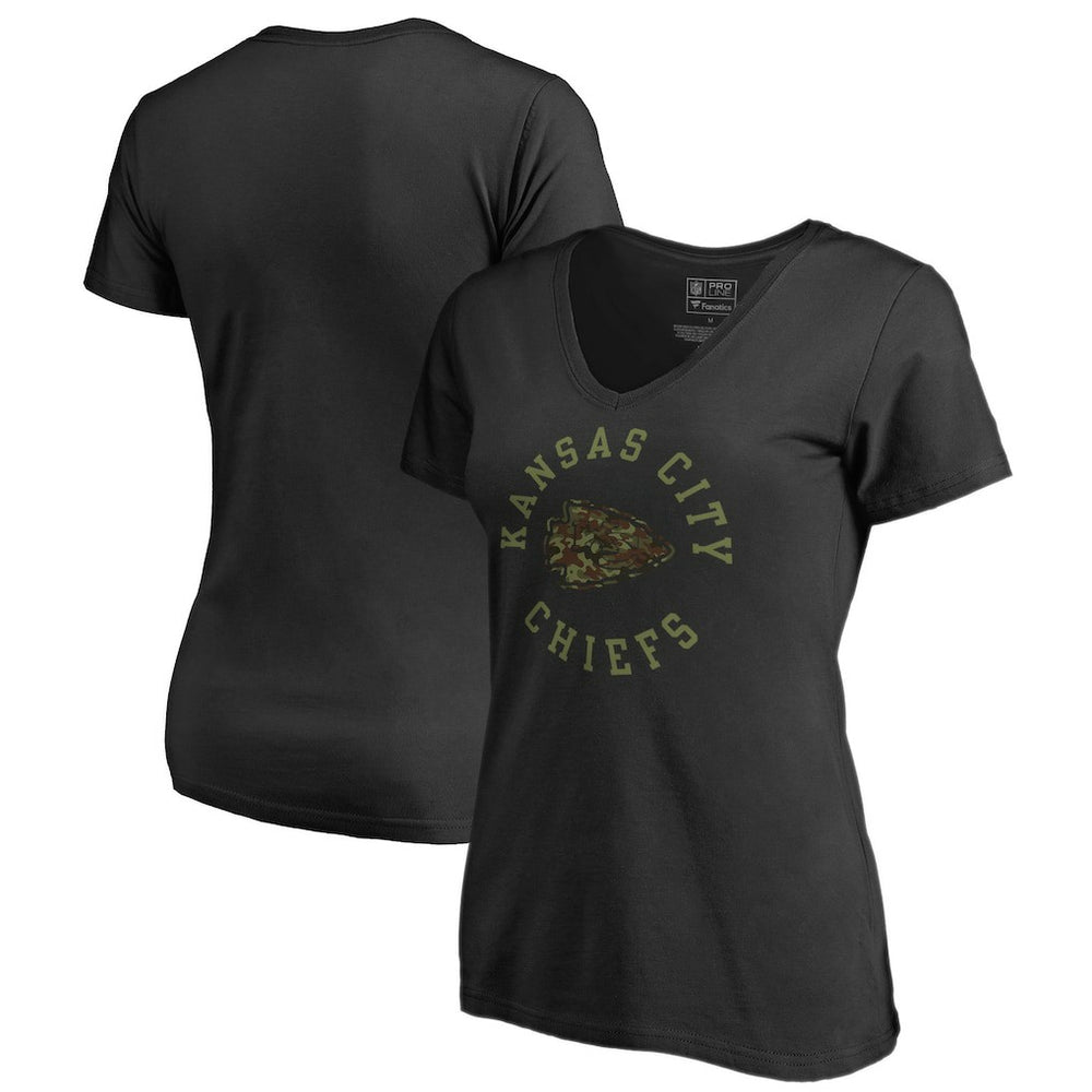 Kansas City Chiefs Women's Camo Collection Liberty V-Neck T-Shirt - Black - NFL