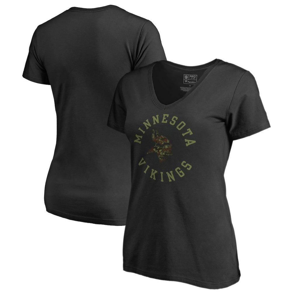 Minnesota Vikings Women's Camo Collection Liberty V-Neck T-Shirt - Black - NFL