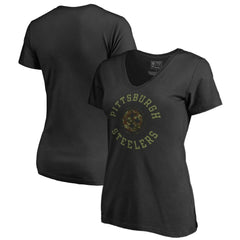 Pittsburgh Steelers Women's Camo Collection Liberty V-Neck T-Shirt - Black - NFL