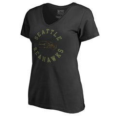 Seattle Seahawks Women's Camo Collection Liberty V-Neck T-Shirt - Black - NFL