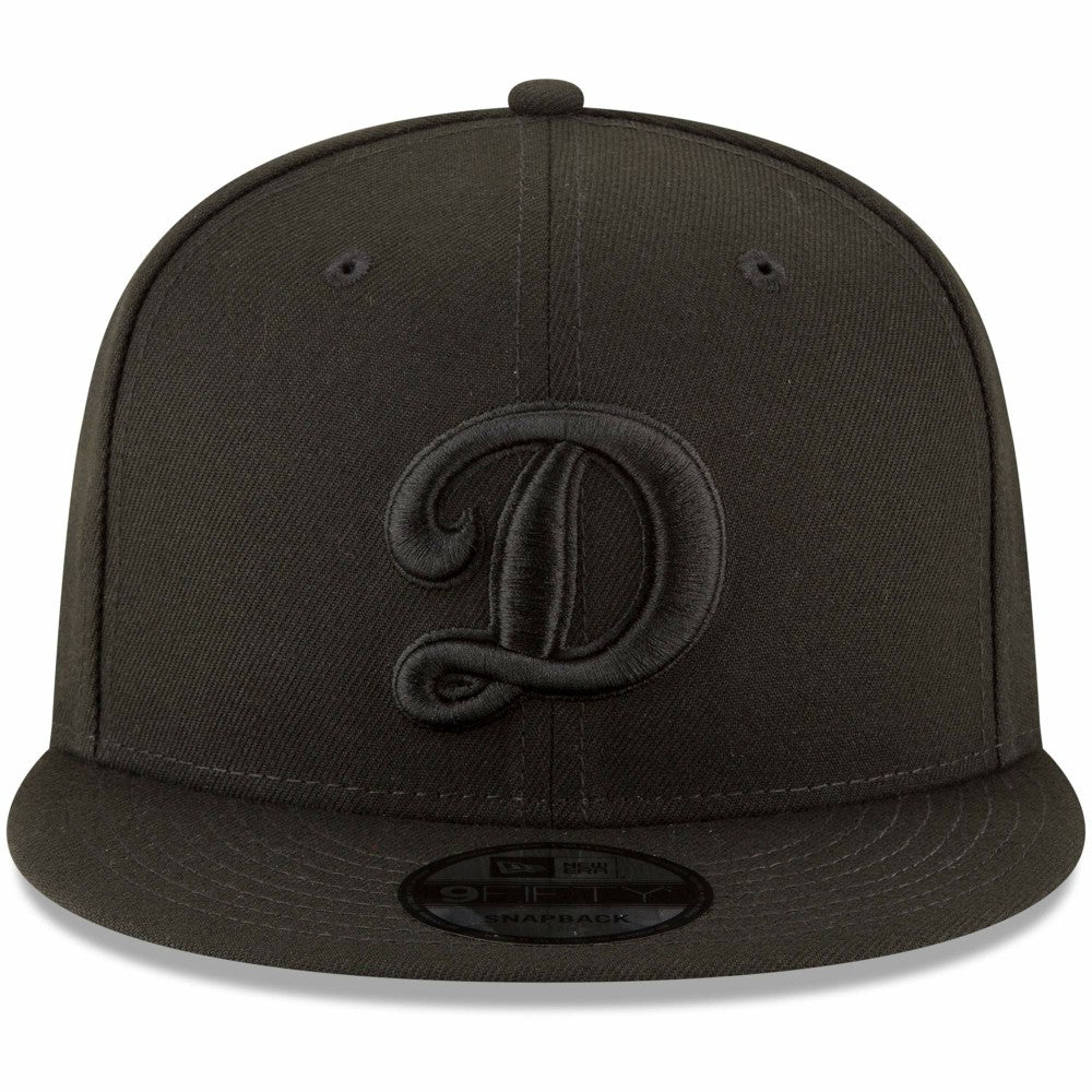 Los Angeles Dodgers New Era Script Logo Black on Black 9FIFTY Snapback Adjustable Hat Outlet