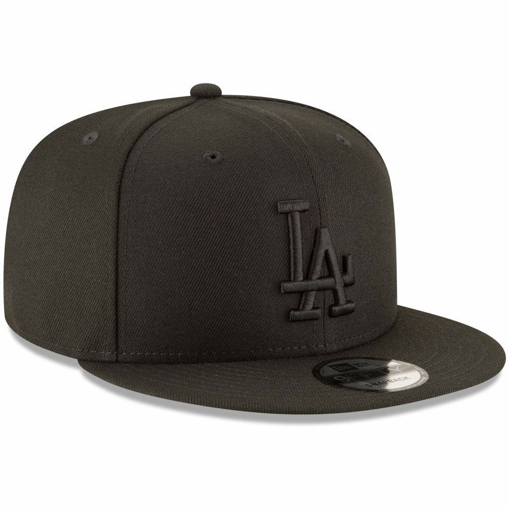 Los Angeles Dodgers New Era Black on Black 9FIFTY Team Snapback Adjustable Hat for sale