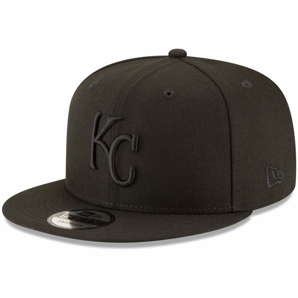 Kansas City Royals New Era Black on Black 9FIFTY Team Snapback Adjustable Hat Outlet