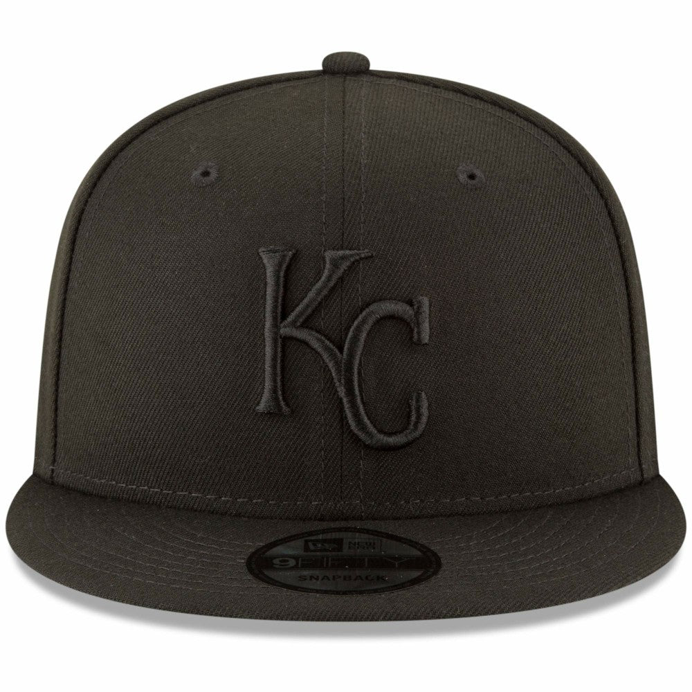 Kansas City Royals New Era Black on Black 9FIFTY Team Snapback Adjustable Hat Outlet