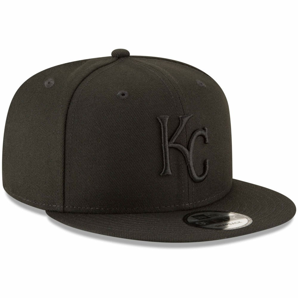 Kansas City Royals New Era Black on Black 9FIFTY Team Snapback Adjustable Hat Outlet