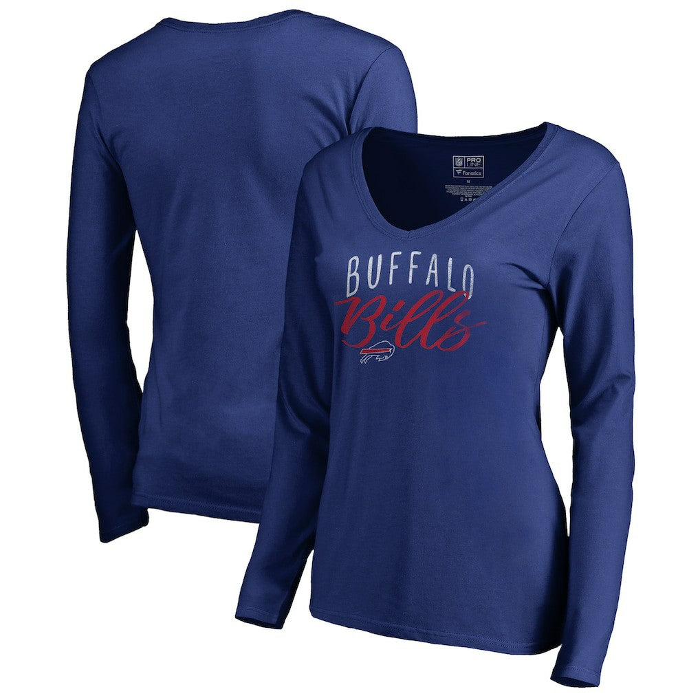 Buffalo Bills Women's Graceful Long Sleeve V-Neck T-Shirt - Royal - NFL