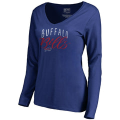 Buffalo Bills Women's Graceful Long Sleeve V-Neck T-Shirt - Royal - NFL