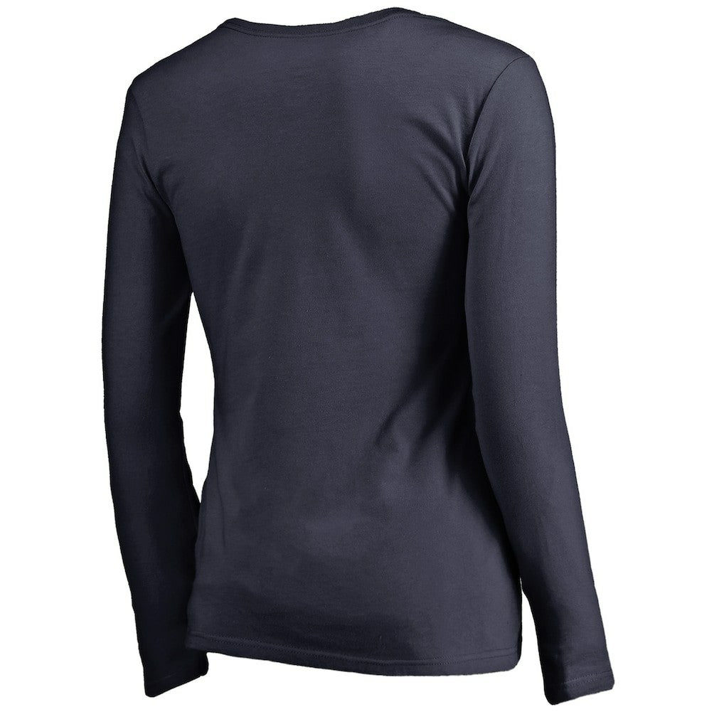 New England Patriots Women's Graceful Long Sleeve V-Neck T-Shirt - Navy - NFL