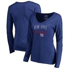 New York Giants Women's Graceful Long Sleeve V-Neck T-Shirt - Royal - NFL