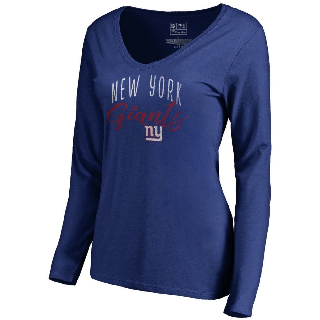 New York Giants Women's Graceful Long Sleeve V-Neck T-Shirt - Royal - NFL