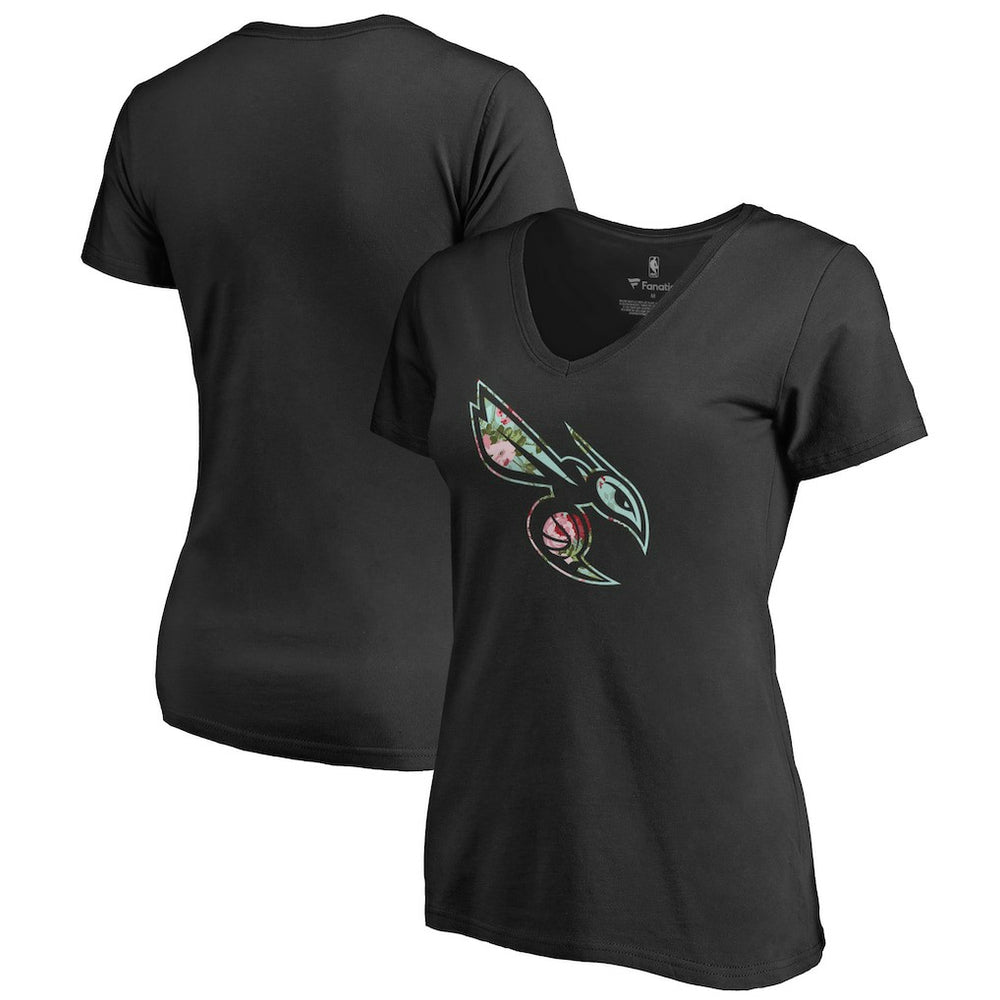 Charlotte Hornets Lovely V-Neck T-Shirt Black