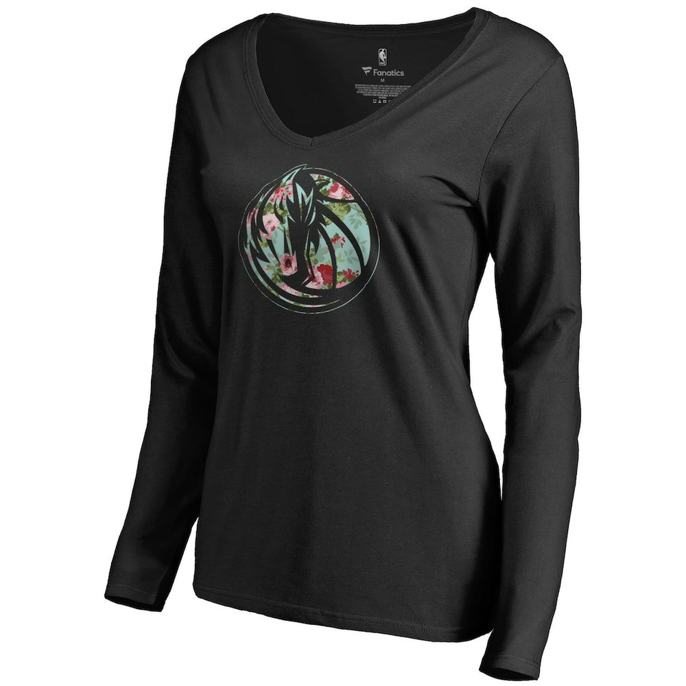 Dallas Mavericks Women's Lovely V-Neck Long Sleeve T-Shirt Black
