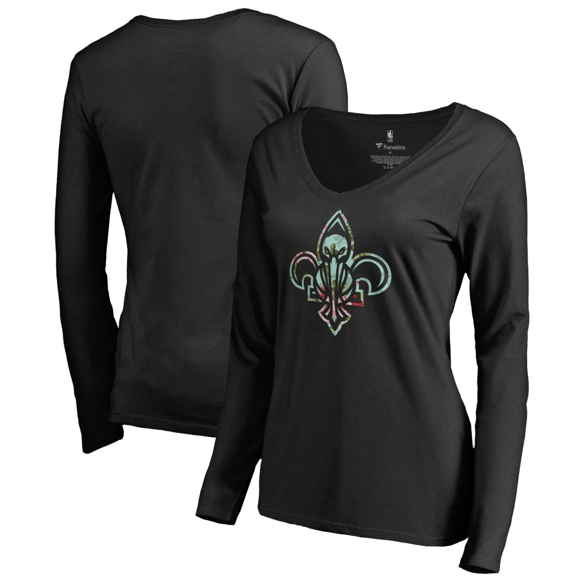 New Orleans Pelicans Women's Lovely V-Neck Long Sleeve T-Shirt Black