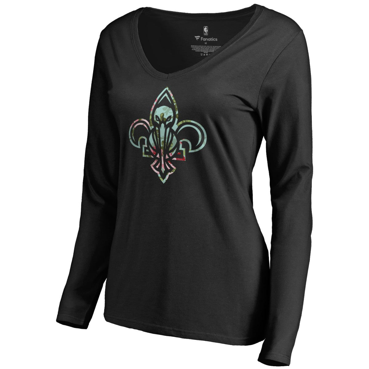 New Orleans Pelicans Women's Lovely V-Neck Long Sleeve T-Shirt Black