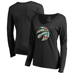 Toronto Raptors Women's Lovely V-Neck Long Sleeve T-Shirt Black
