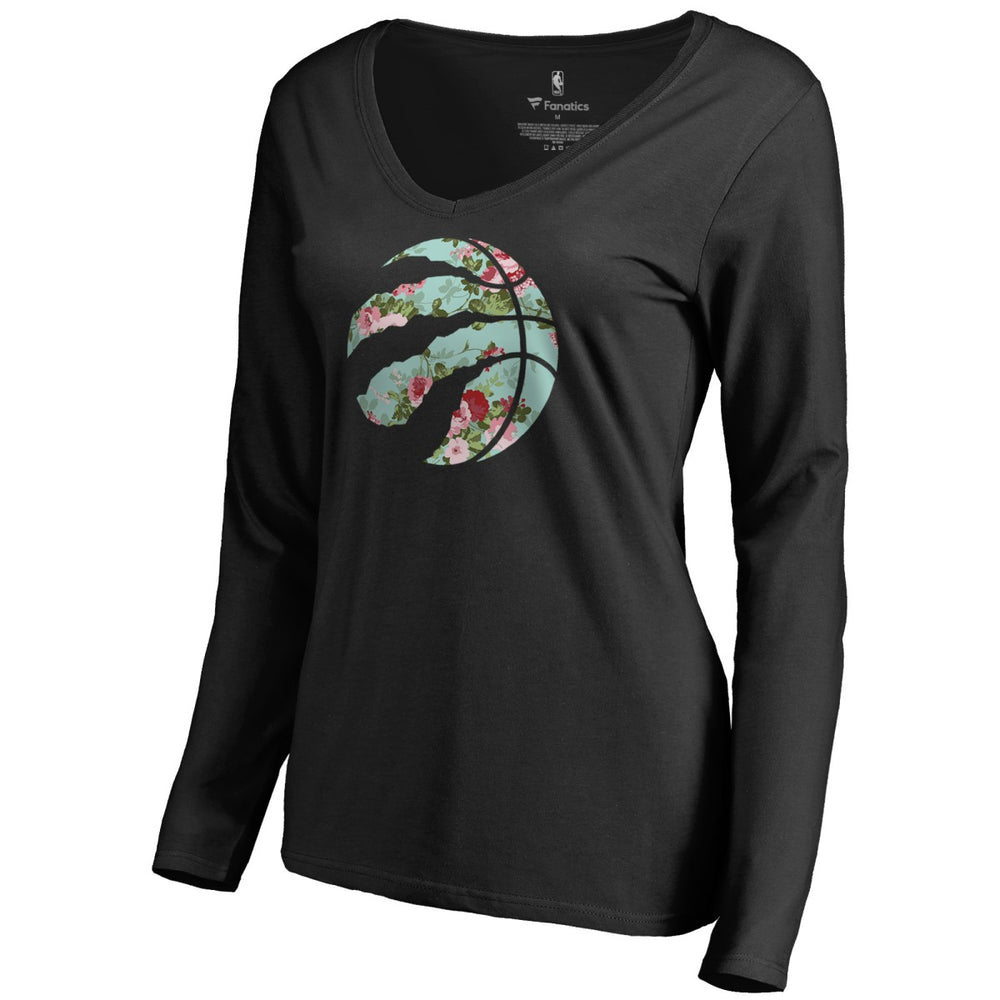 Toronto Raptors Women's Lovely V-Neck Long Sleeve T-Shirt Black