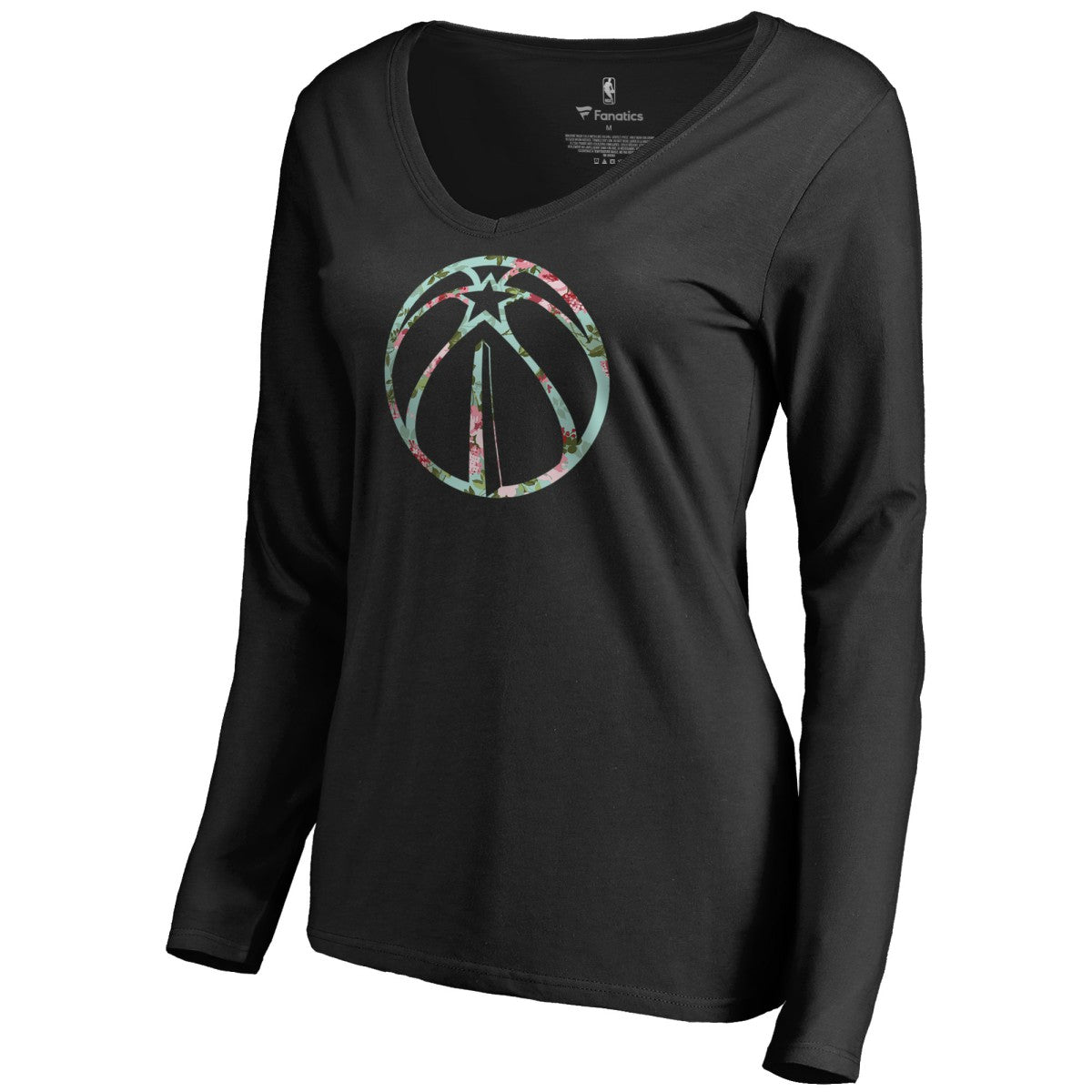 Washington Wizards Women's Lovely V-Neck Long Sleeve T-Shirt Black